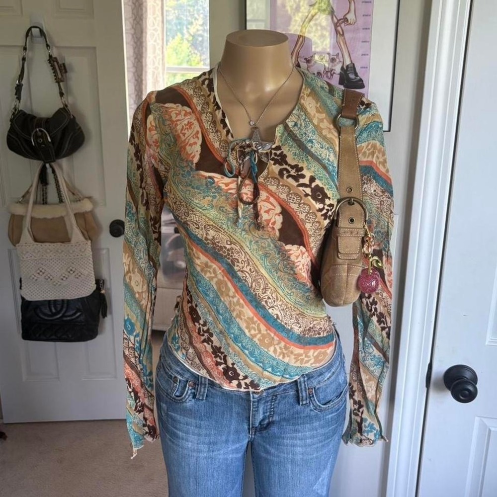 y2k 2000sβ lapis boho paisley long sleeve